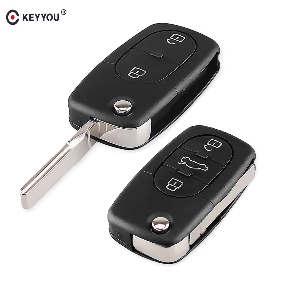 KEYYOU For VW 2/3 Button Remote Fob Flip Car Key Case Shell For Volkswagen Golf Polo T5 Passat Skoda Beetle Key HU66 Blade
