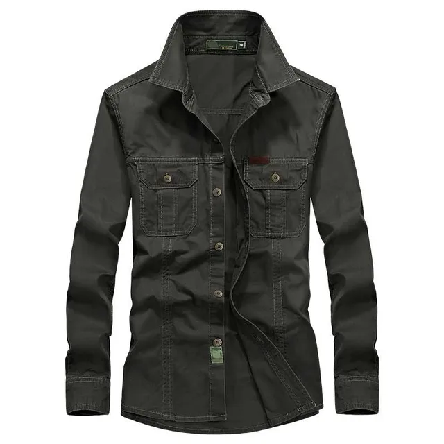 $US $21.13  Fashion Men Shirts Long Sleeve Cotton Loose Military Cargo Shirt Outdoor Army Shirts Spring Autumn 