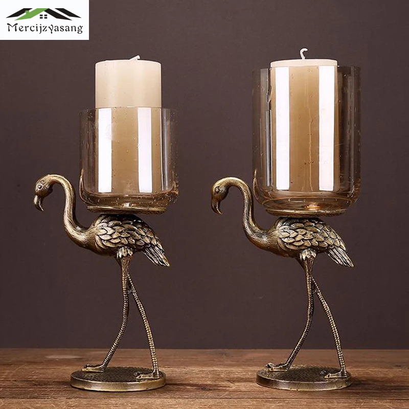

Nordic Candle Holder Table Glass Candlestick Geometric Romantic Ostrich Candle Holders for Wedding/Dinner Decoration GZT119