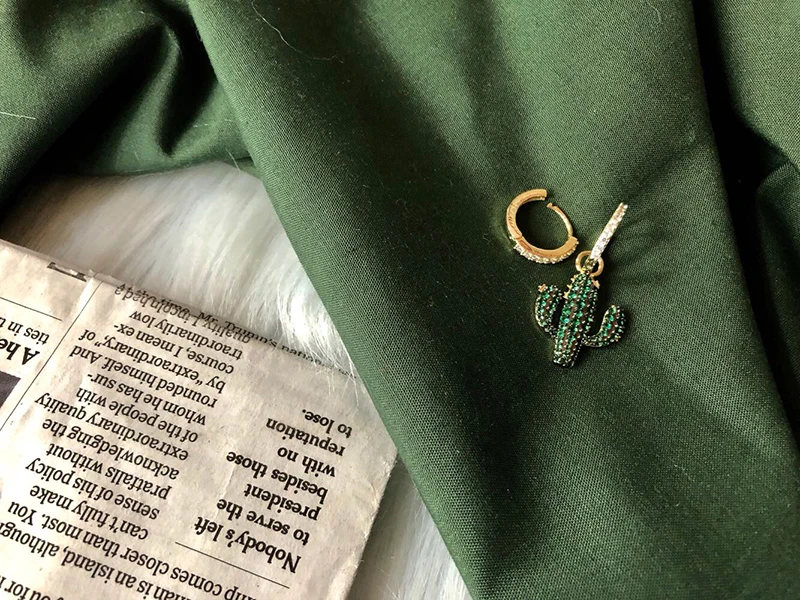 Summer Green Cactus Monaco Earrings 2019 Drop Earrings Plant Metal Party Jewelry Earrings Luxury Brand Travel Girl Accessories