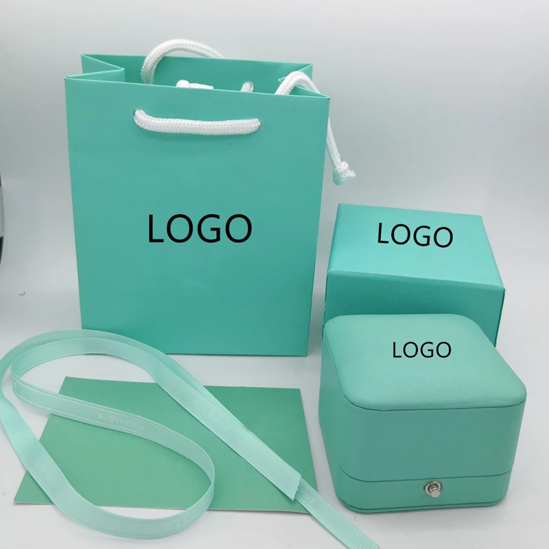 

original 100% manufacturers custom jewelry box jewelry box earrings ring jewelry bracelet necklace box has 1:1 logo craft gift b