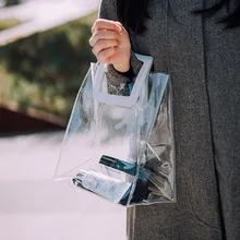 Прозрачные ПВХ сумки Сумка для женщин хозяйственная сумка прозрачный пластиковый пакет большой емкости дорожная сумка пляжная сумка для хранения