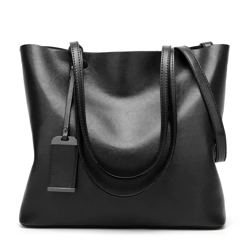 

Ms. new European and American fashion cross-section square tote retro oil wax large-capacity shoulder handbag