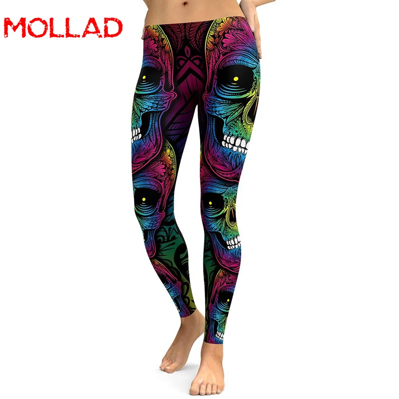 Hot Sell Skull Leggings Women's Skull&flower Black