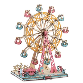 

DIY 3D Laser Cutting Wooden Ferris Wheel Puzzle Game Gift For Children Kids Model Building Kits Popular Toy