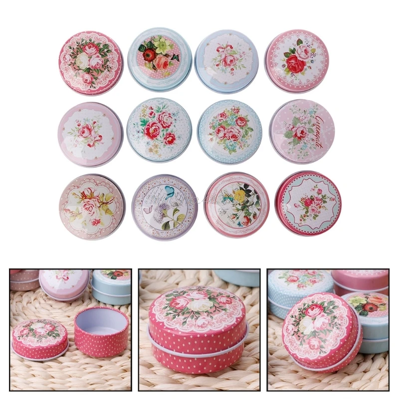 

Portable Round Tea Candy Storage Tin Box Lipstick Organizer Makeup Container