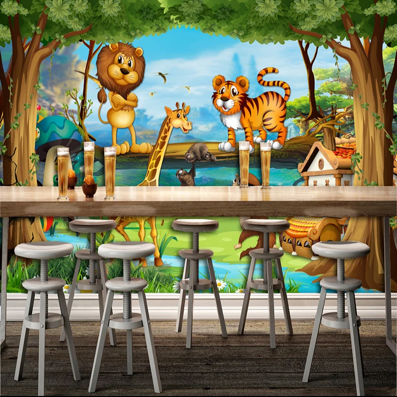Beautiful 3D Cartoon Forest Animal World Wallpaper For Children 