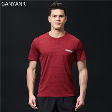 GANYANR футболка для бега Мужской баскетбольный костюм для тенниса футболка спортивный фитнес-зал беговые дорожки тренировка Рашгард Slim Fit