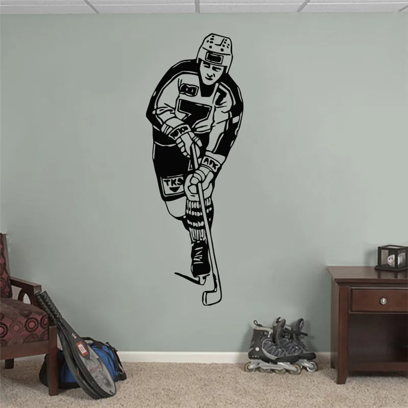 Removable Wall Decals Sport Hockey Player Club Puck Game Vinyl Sticker