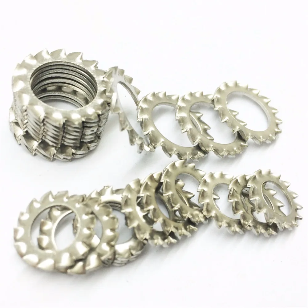 

100-1000pcs M3 M4 M5 M6 M8 M12 Zinc Plated External Serrated Shake-proof Washer Lock Washer External Toothed Gasket Washers