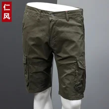 Летние мужские шорты-карго, мужские повседневные тренировочные армейские военные мужские шорты, мужские шорты с несколькими карманами до середины икры, мужские шорты, одежда