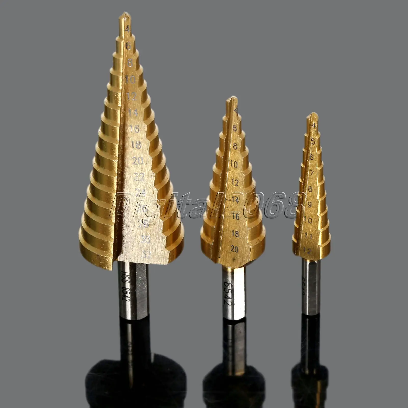 New Drill Bit HSS Steel Step Cone Titanium Coated Drill Countersink Titanium Bit Set 4 12mm 4