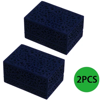 

2 pcs/set Hollow Out Design Flocking Jewelry Storage Display Box Couple Double Ring Organizer Cases Wedding Engagement Gift