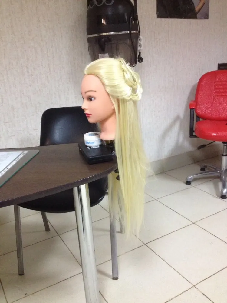 20 дюймов золотые волосы манекен голова практика с подставкой Женский манекен голова для укладки волос косметологический дисплей парик для девочек