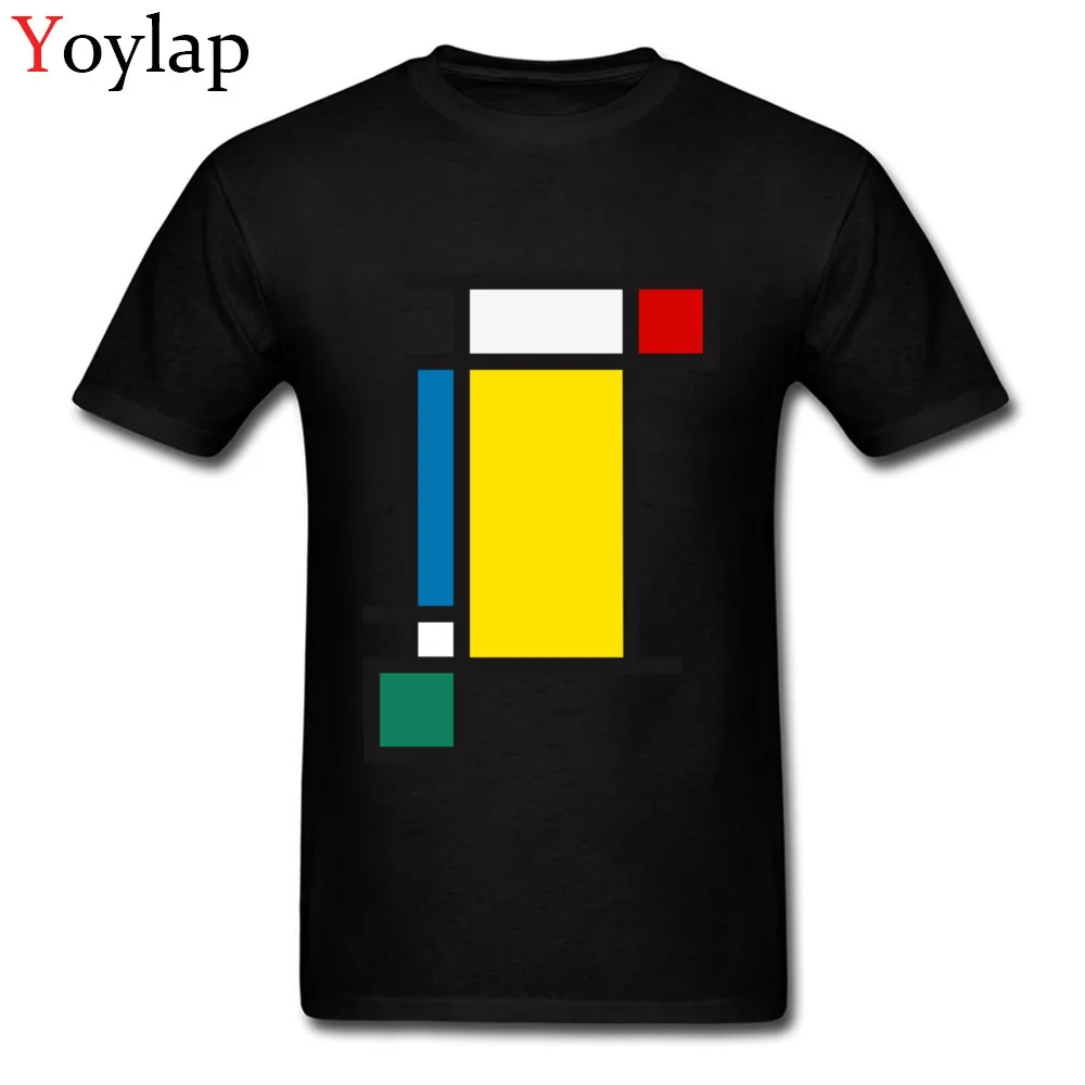 Design Tops Shirt for Students Coupons Autumn Crew Neck 100% Cotton T Shirt Vertical Aesthetic Tribute to Mondrian Casual Tee Shirt black