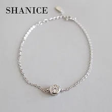 SHANICE Корея Настоящее серебро 925 проба один CZ браслет ювелирное изделие для женщин День Рождения Аксессуары подарок Студенческая Женская