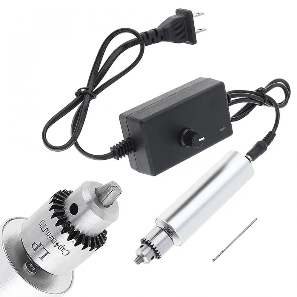 

Plastic Wood Hole Tools DC 3V-24V Electric Hand Drill 385 Motor Rotary Tool with JTO Chuck and Adjustable Power Adapter