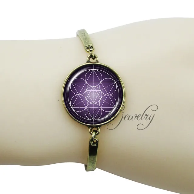 Fashion Metatron's Cube art picture bracelet women hand chain silver