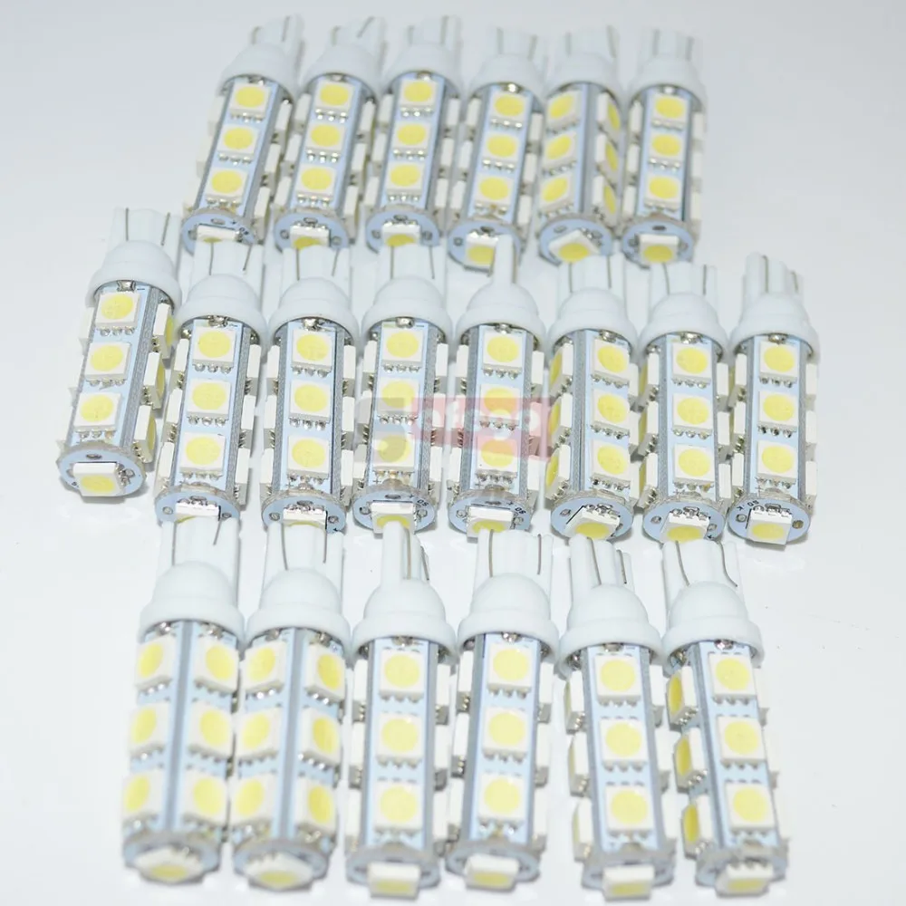 50 шт./лот Автомобильные светодиодные W5W 194 T10 13smd 5050 свет 13SMD автоматического включения света резервный свет t10 w5w светодиодные лампы