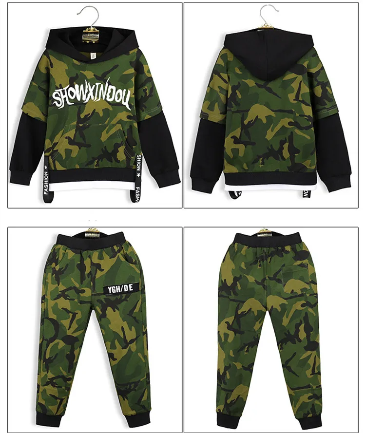 Spring autumn boys clothing sets new children teenager boys casual sports clothes for boys cotton hoodie+pants 2pcs outfits