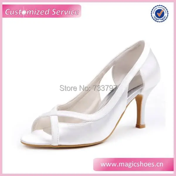 Wedopus White Heels Bridal Shoes Women Heels White Satin Wedding Pumps Dropship