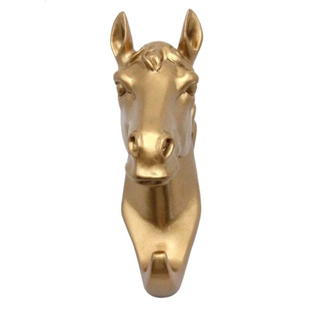6Pcs Wall Mounted Resin Animal Head Hook Hanger Bag Keys Cloth Holder Home Room Decorative Gold High Quality 