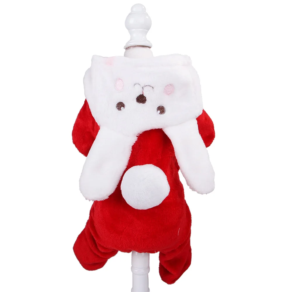 Pet Four-legs Cartoon Hoodies Autumn Winter Polar Fleece Thick Cats Dogs Clothes Red Rabbit Cosplay costume for Cats Small Dogs (8)