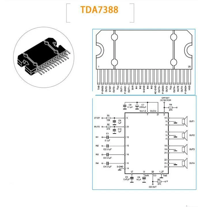 AIYIMA TDA7388 усилитель мощности класса AB 2/4 канальный 4x41 Вт автомобильный усилитель объемного звука DC12V