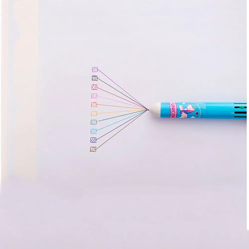 1 шт 10 цветов единорог мультфильм многоцветная меняющаяся Шариковая ручка для детей подарок пластиковая шариковая ручка для школы ручка