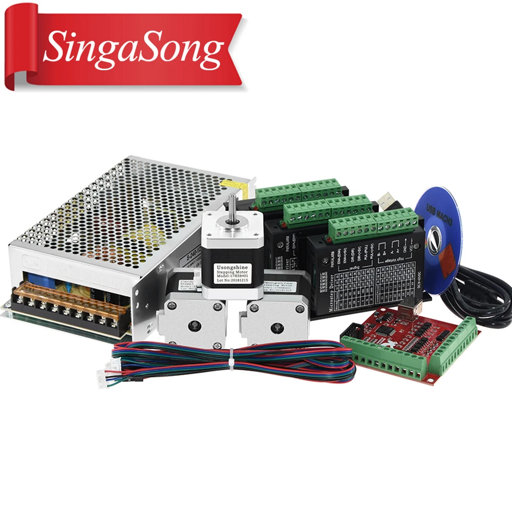 

Nema17 motor 17hs8401 Stepper Motor 42 motor Nema17+TB6600 motor Driver+MACN3 Controller card+12V20A power for CNC 3D prtiner