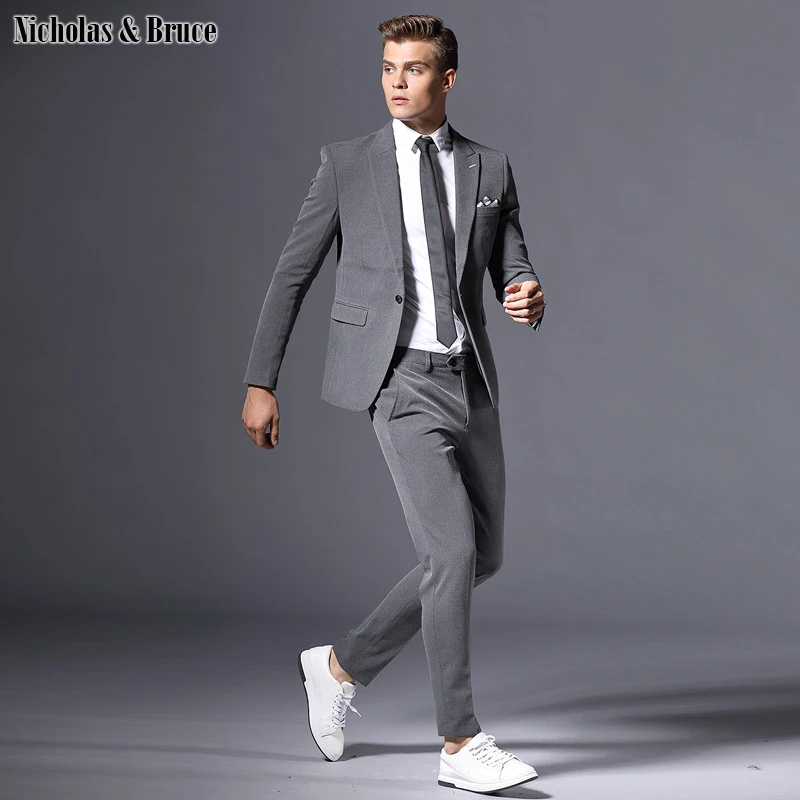 

N&B Suit Male Business Formal Suit Latest Coat Pant Designs Suits 2019 Slim Fit Tuxedo Wedding Suit Man Groom Large Dresses SR4