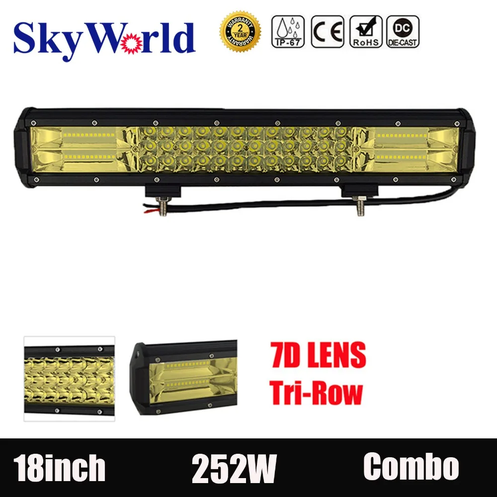 

18'' 7D Tri-Row Straight LED Light Bar For Ford F-150 Offroad Work Light Combo Beam With Wiring Kit 4X4 4WD 12V 24V Driving Lamp