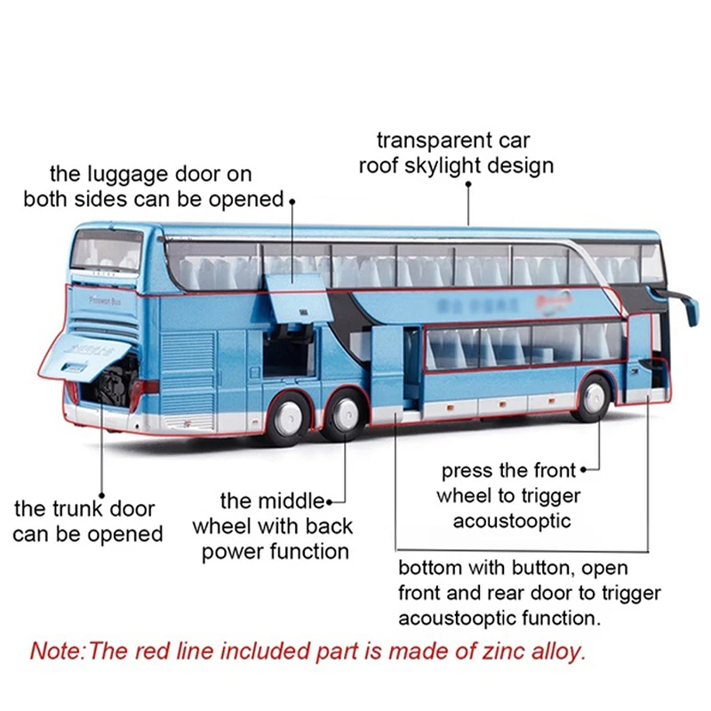 Новая модель высокого качества 1:32 из сплава, подвижная модель, имитация, двойной автобус, мигающая игрушка, подарки для автомобиля