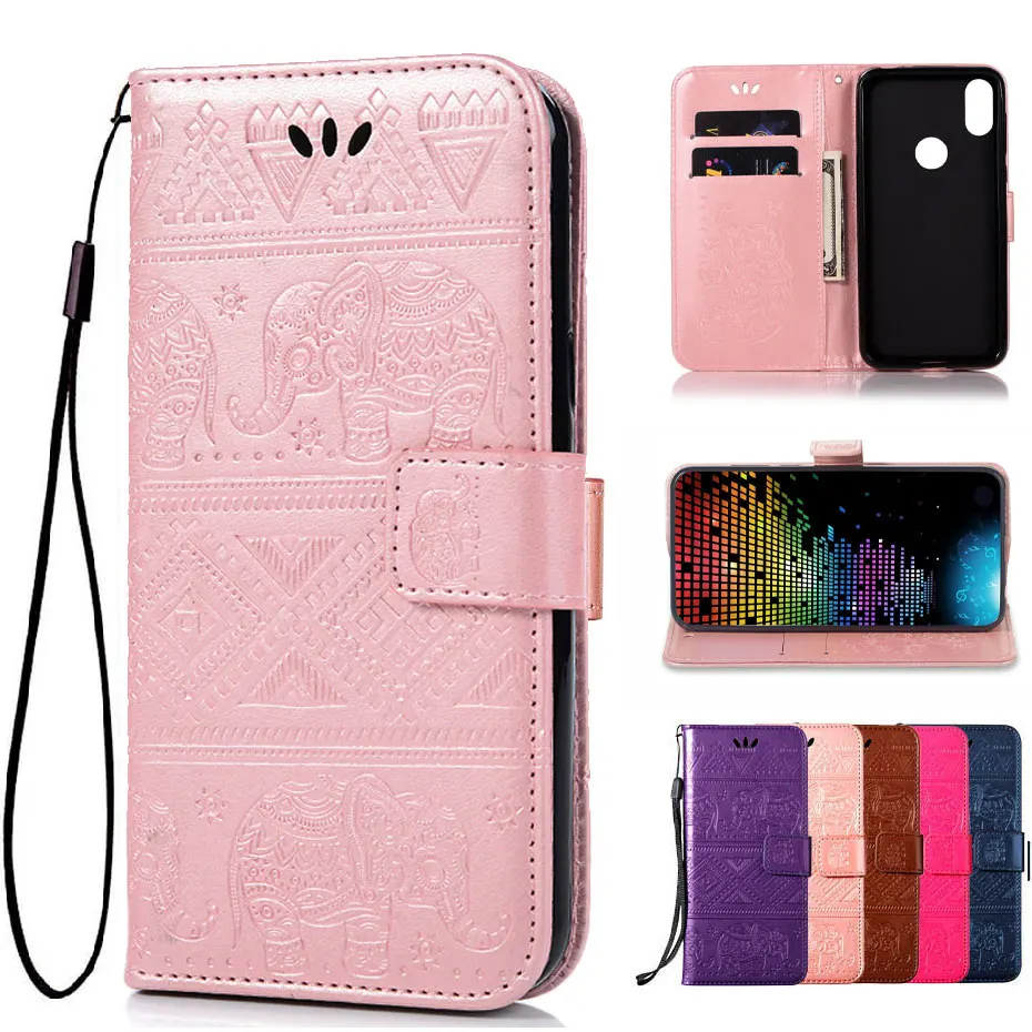 

3D Elephants Emboss PU leather Case For MOTO P30 PLAY PU Leather Flip Wallet Phone Case For MOTO P30 NOTE Cover
