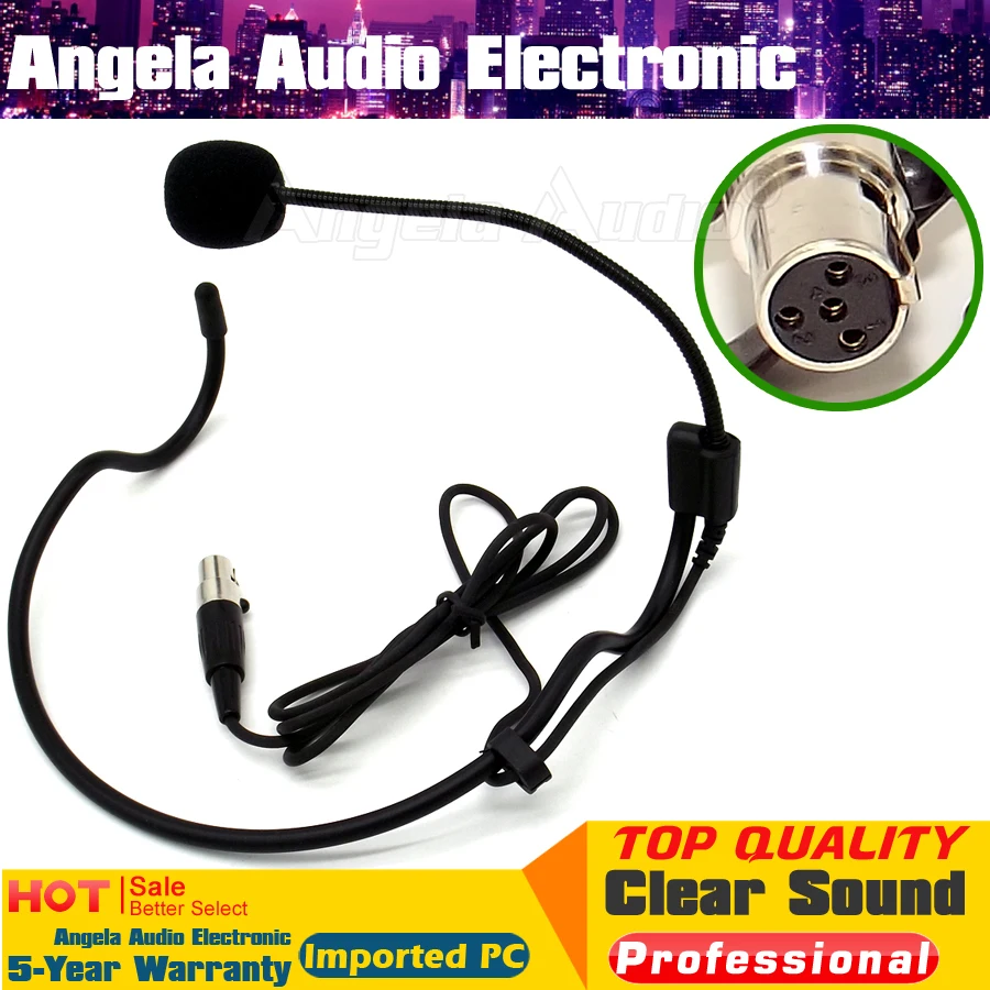 

4Pcs Professional Mini XLR 4 Pin TA4F Plug Headworn Condenser Microphone Headset Mic Microfone For SHURE Karaoke Wireless System
