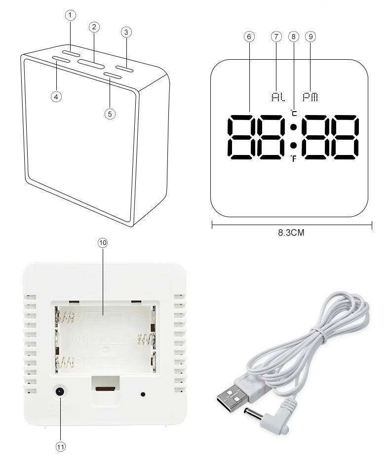 Светодиодный Настольные часы AAA батарея/USB кабель питание цифровые будильники макияж зеркало панельные часы настольные электронные часы