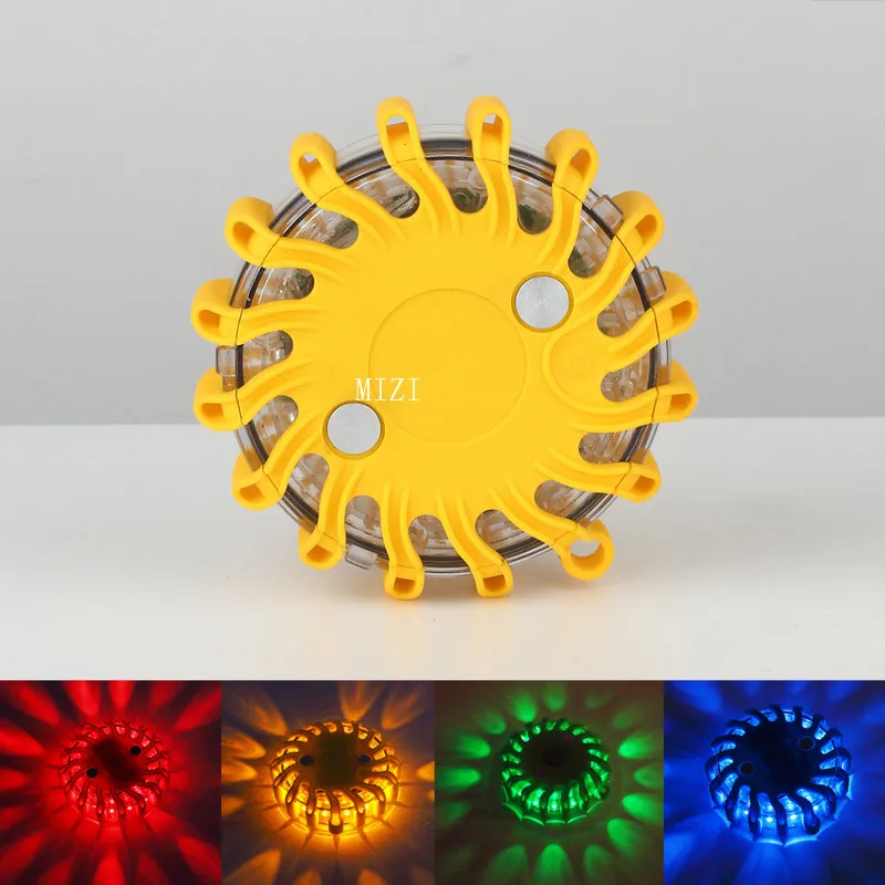 

Auto 16 LED Round Beacon Emergency Strobe Flashing Warning Lights Round Car Roof Police Lightbar Road Safety Light magnetic