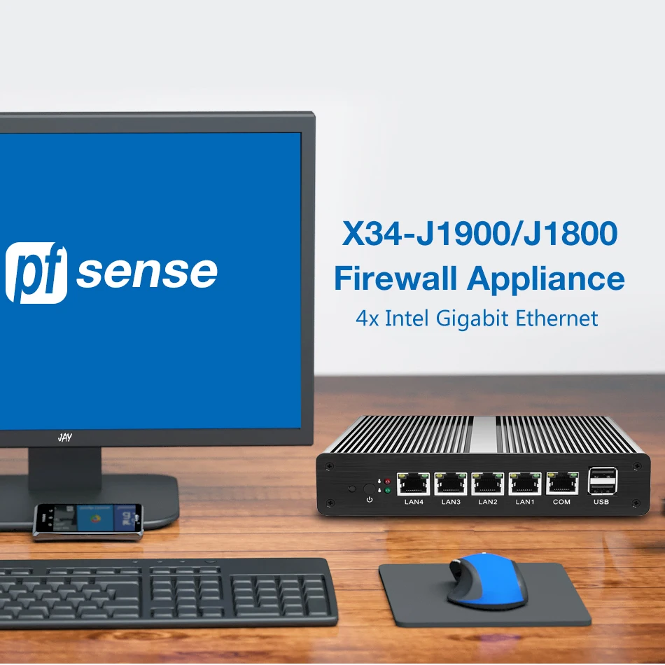 Pfsense безвентиляторный мини ПК Intel Celeron J1900 J1800 процессор 4x сетевая карта Gigabit Ethernet