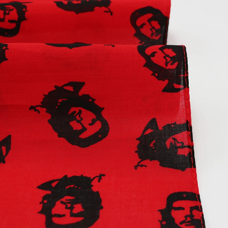 Cotton Bandana Men Red Che Guevara Squares Neck Scarf Women Hiphop Headband Handkerchief Headwear barbour scarf mens