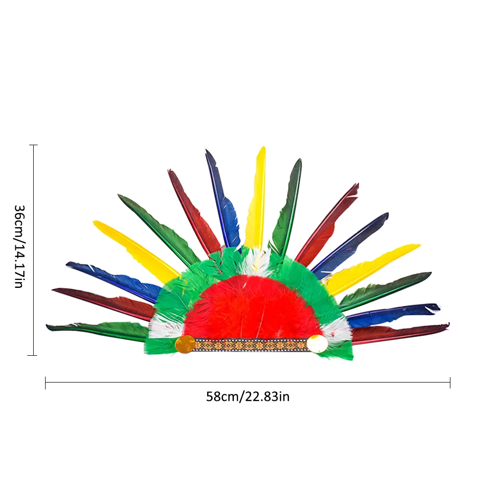 Цветной головной убор из перьев индийский головной убор вождя День благодарения детское танцевальное платье украшение для