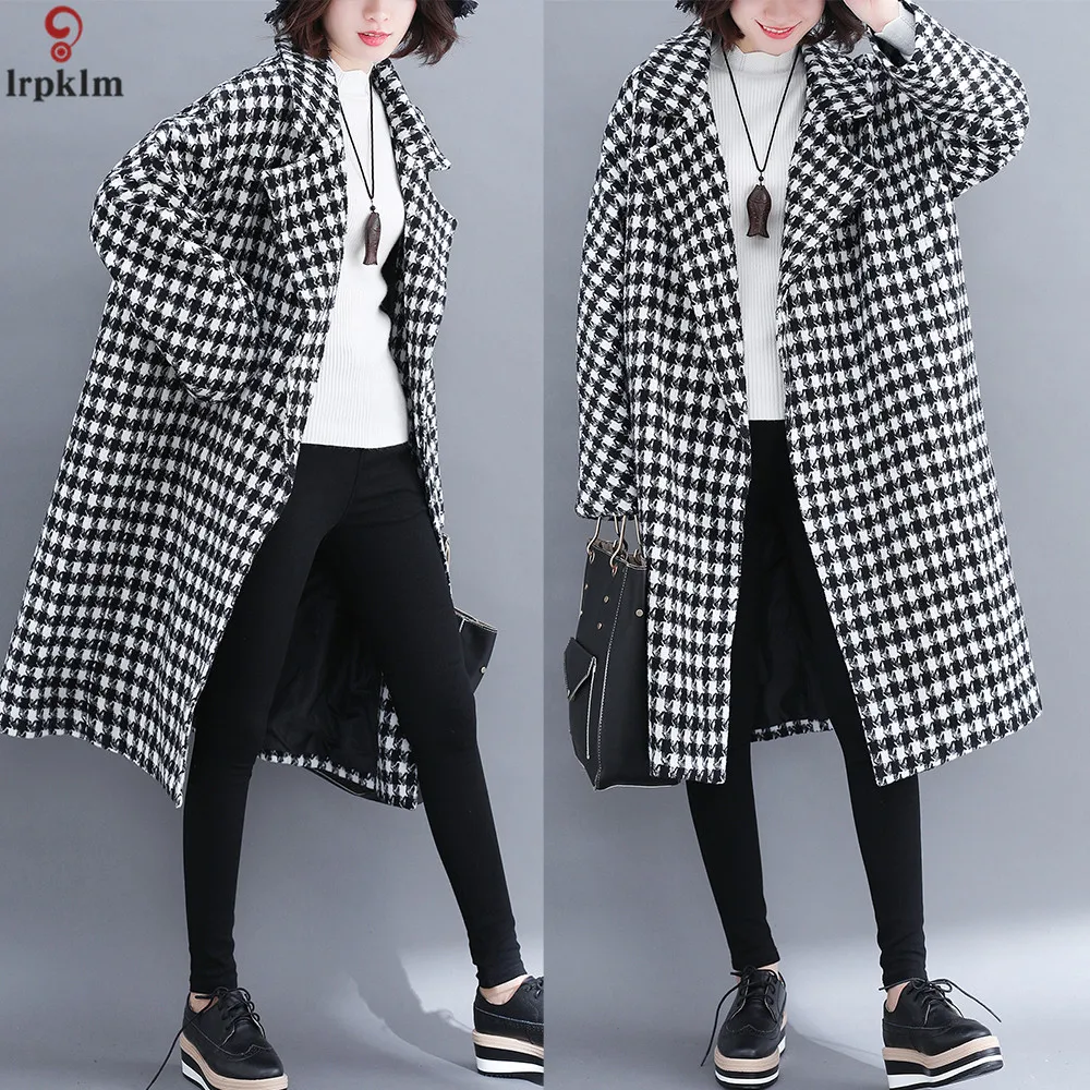 Women Winter Autumn Wool Coats Long Plaid Jackets Outwear Clothing Female Coats And Wool Jackets 2018 New Loose Overcoat CH788 (8)