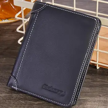 

New Cow Leather Men Wallets with Coin Pocket Vintage Male Purse Function Fashion Genuine Leather Men Wallet with Card Holders