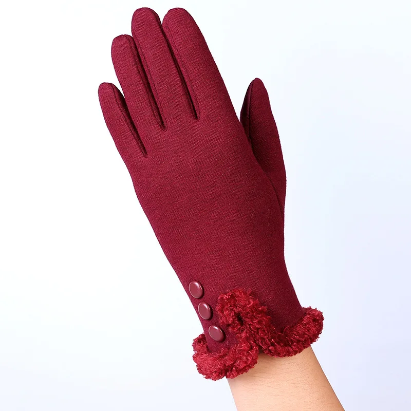 Новые женские наручные перчатки на палец s, модные Утепленные зимние теплые варежки для женщин, женские Элегантные Перчатки на пуговицах, теплые перчатки для рук Luva - Цвет: C