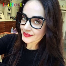 Ralferty Women's Glasses Frame Quality Optical Myopia Prescription Eyeglasses Frames Quality Big Face Clear Black Oculos F92115