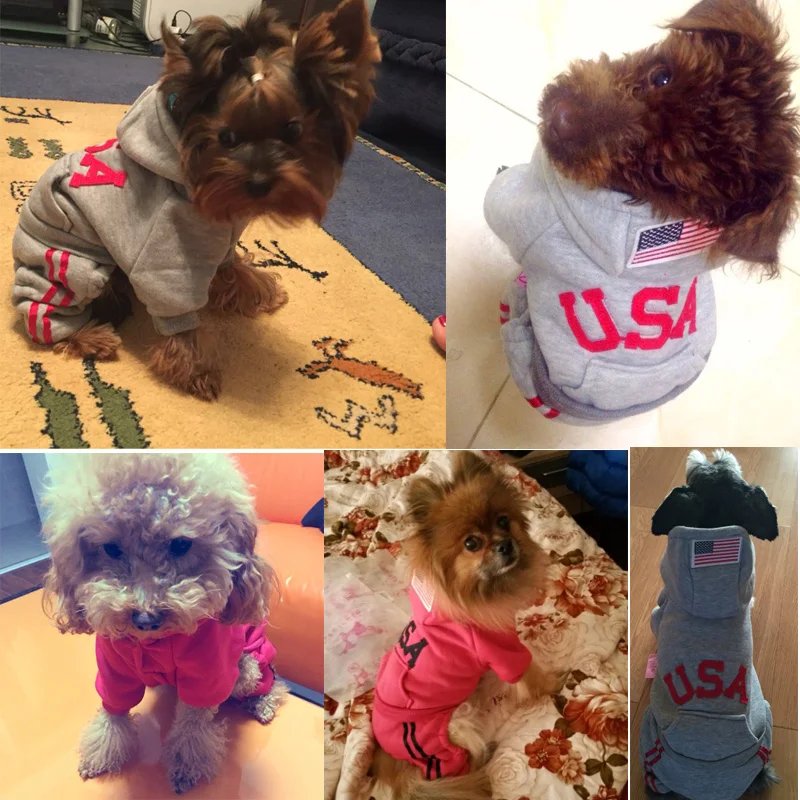 

Clearance XXS XS Spring USA Overalls for dogs Clothes for Small Pet Leash Hole Dog Jummpsuit