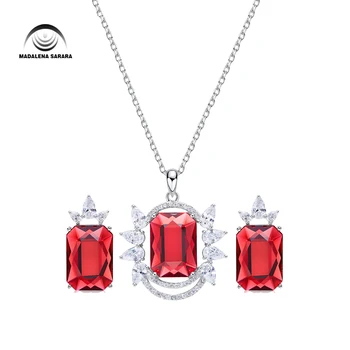 

MADALENA SARARA AAAA Austria Synethic Quartz Inlaid Fashion Women Jewelry Set Necklace And Earrings Set elegance