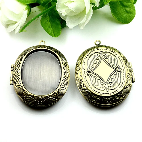 

39*47mm 5pcs Oval Photo Frame Locket Box,Antique Bronze Pendant European style Craft,Jewelry Finding Pendant
