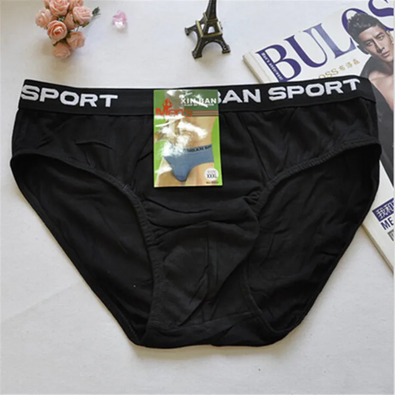 

Free Shipping Solid Color Men's Underwear Plus Size Cotton UnderpantsLY5022