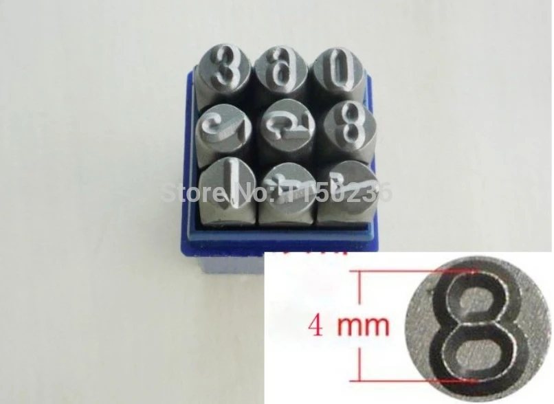 free shipping 9pcs 4mm Steel Number Punch set/ Steel Number Stamps