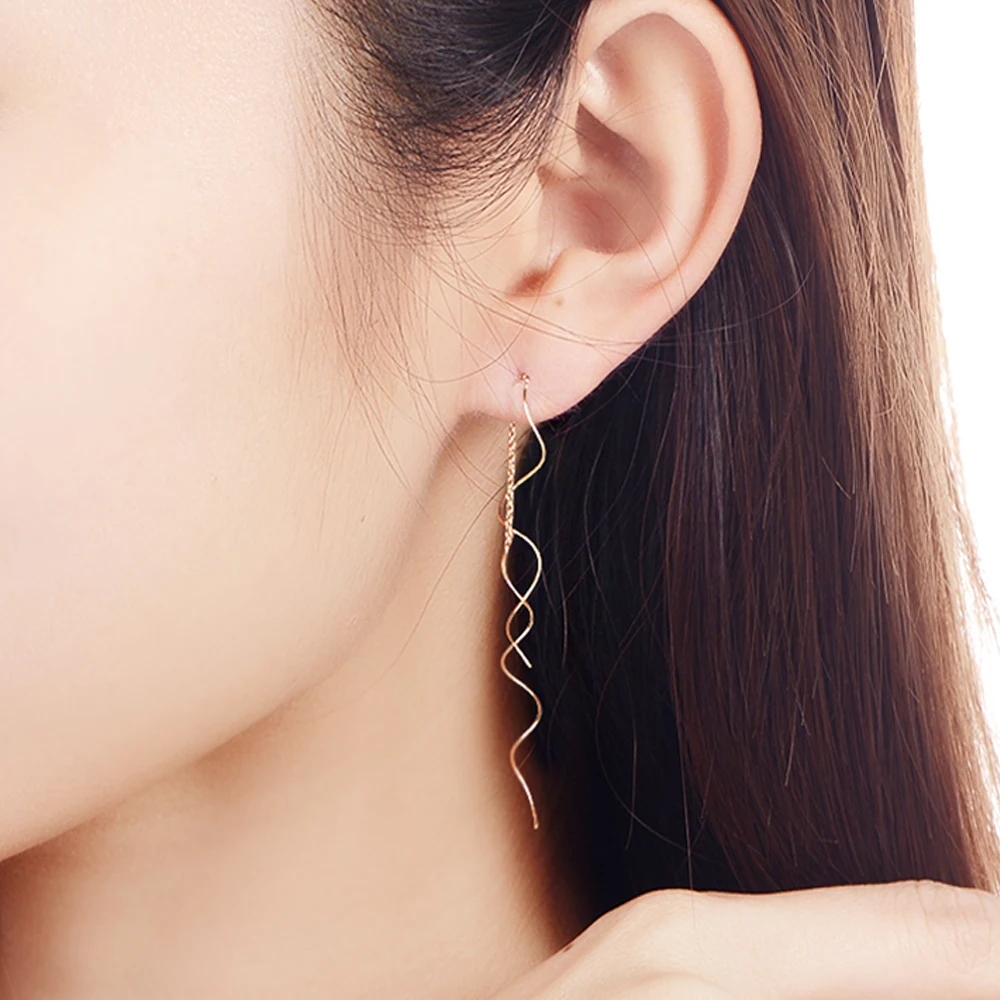 

ECODAY Fashion Twist Earings Gold Color Tassel Earrings Oorbellen Pendients Korean Earrings